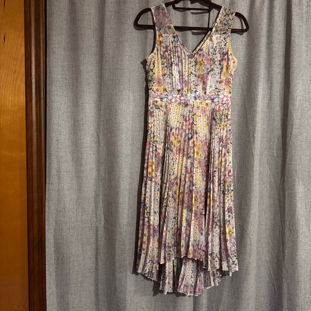 Plenty by Tracy Reese Floral Pleated Dress Size 0 Sleeveless Hi Low - Picture 2 of 14